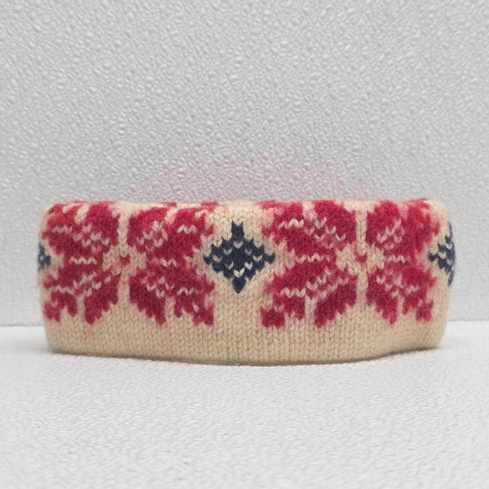 Vintage Eddie Bauer Wool White Red Blue Winter Headband